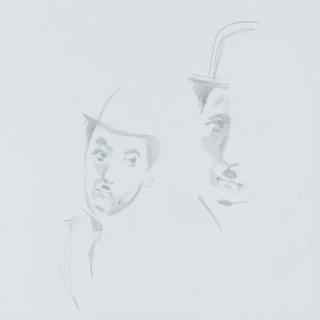 Michael Ayrton - Portrait studies of Charlie Chaplin unframed, but mounted