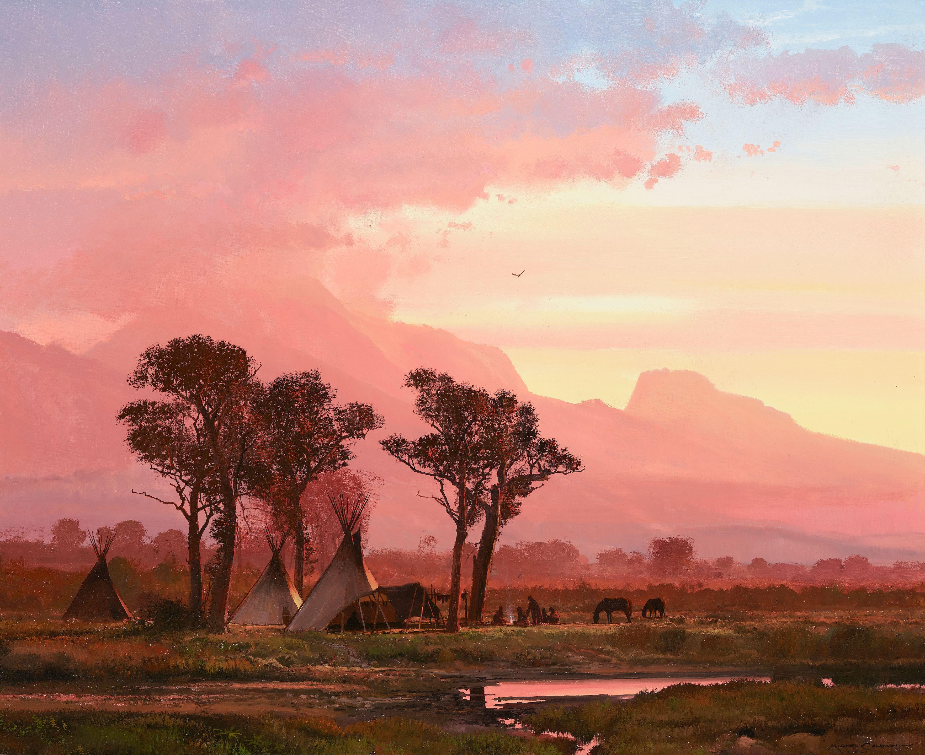 Michael Coleman - Indian Encampment In Sunset