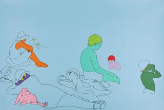 Michael Craig-Martin - Deconstructing Seurat (blue).