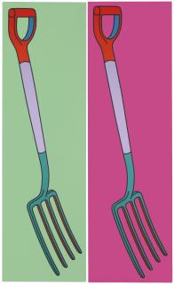 Michael Craig-Martin - Pitchfork On Green; Pitchfork On Pink