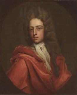 Michael Dahl - Portrait of a gentleman said to be Sir Henry Temple, in a white cravatte and a red coat