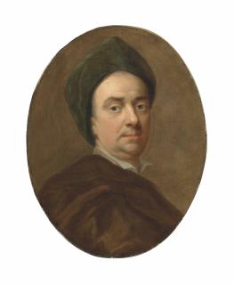 Michael Dahl - Portrait of the artist, bust-length, in a gown and cap