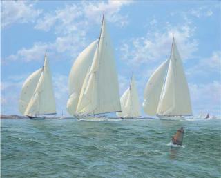 Michael J. Whitehand - Fair weather sailing:  Britannia leading Velsheda, Cambria, Astra and Candida in the Solent