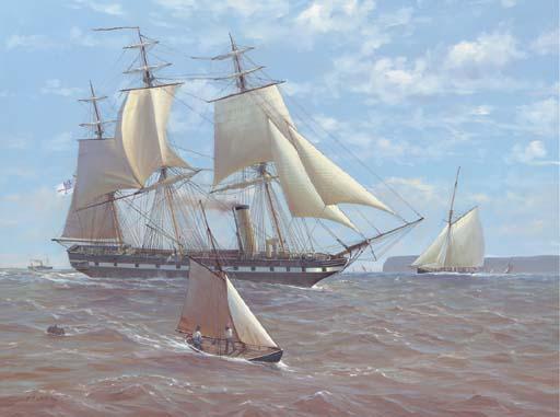 Michael J. Whitehand - HMS Challenger dredging the sea behind