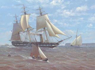 Michael J. Whitehand - HMS Challenger dredging the sea behind