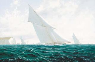 Michael J. Whitehand - Shamrock, Britannia and Lulworth racing past the Needles