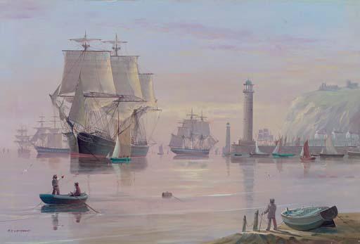 Michael J. Whitehand - The Lahloo tea clipper in a calm off Whitby