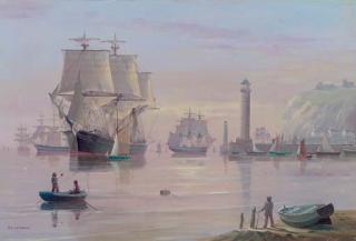 Michael J. Whitehand - The Lahloo tea clipper in a calm off Whitby