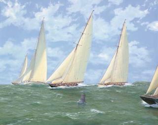 Michael James Whitehand - Ailsa, Velsheda, Britannia, White Heather and Shamrock at the turning mark