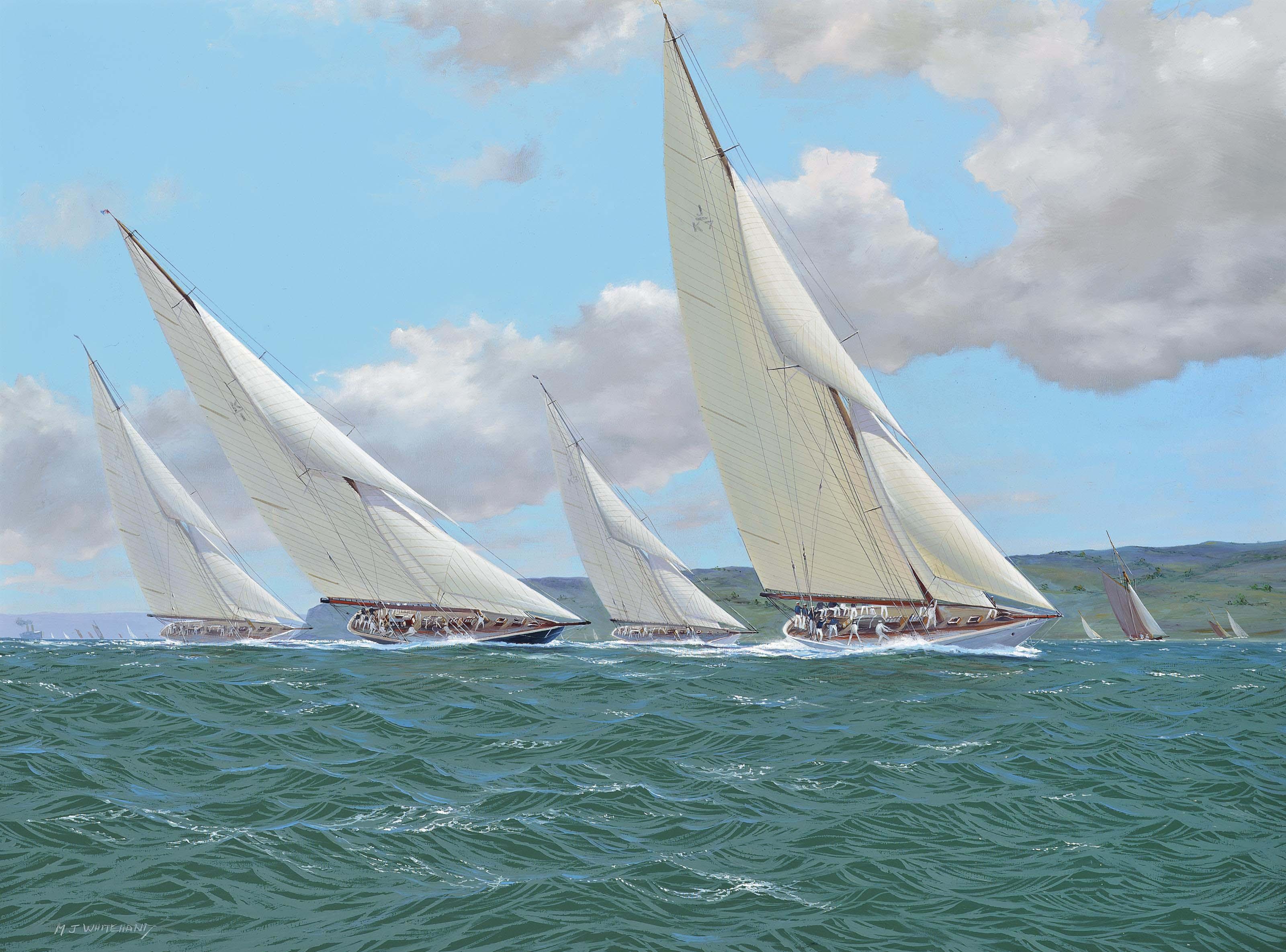 Michael James Whitehand - Four Adversaries, Britannia, White Heather, Candida And Cambria, Battling It Out In The Solent