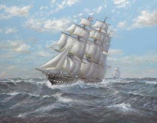 Michael James Whitehand - The American merchantman Euphrasia battling the elements with clipper well astern