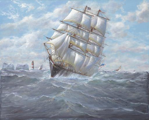 Michael James Whitehand - The Californian clipper ship Sweepstakes passing the needles lighthouse