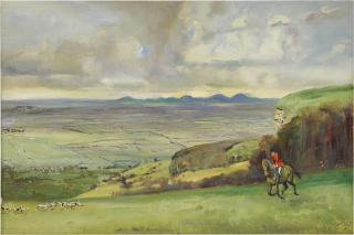 Michael Lyne - Looking Towards Cheltenham Race Course  (The Cotswold On Cleeve Common)