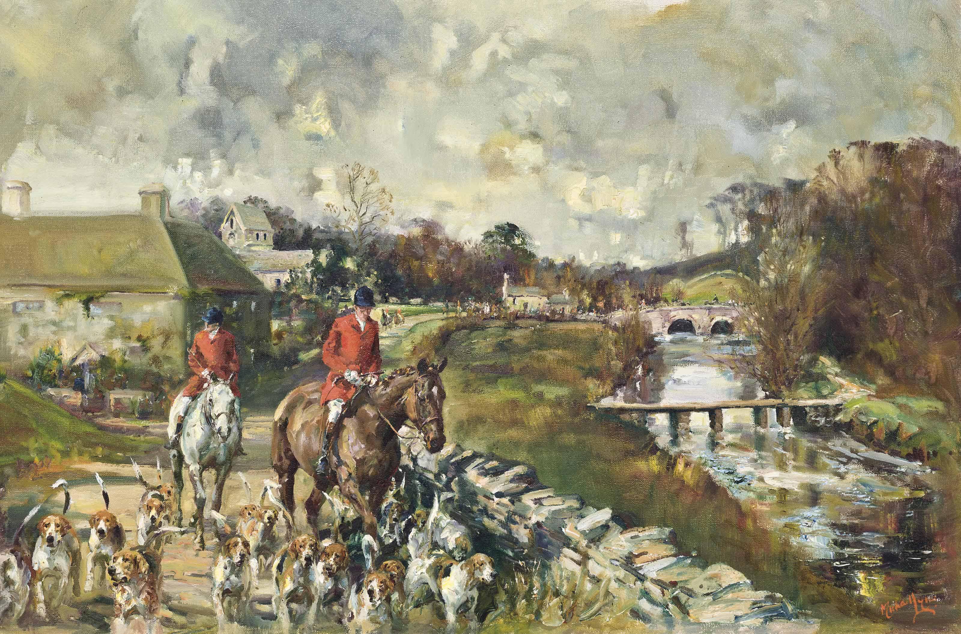 Michael Lyne - The Vale of the White Horse Hunt coming through Eastleach