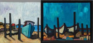 Michael McGuire - Two works: Beached 2 and Three Dories on the Shore