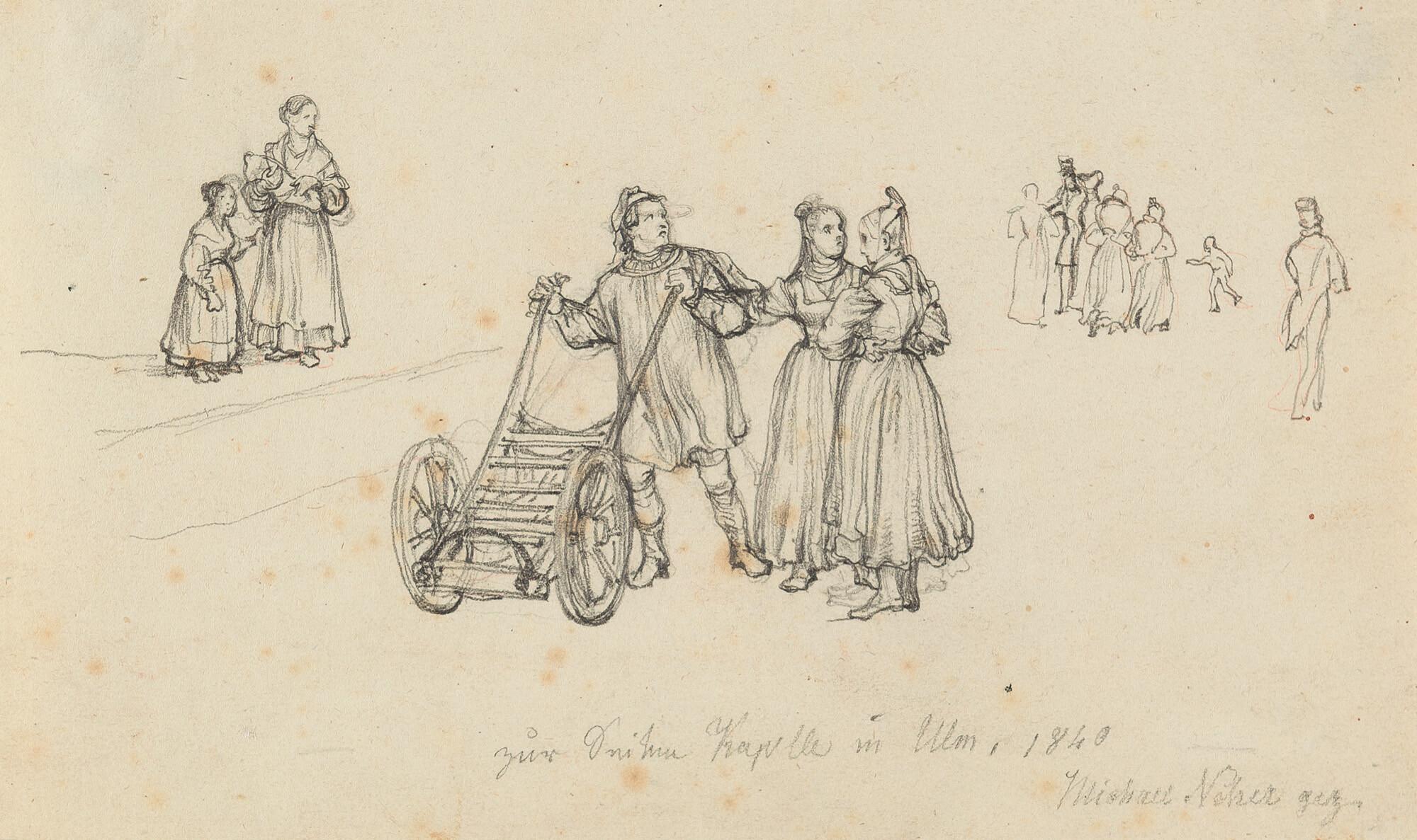 Michael Neher - 2 Bll.: Figuren auf städtischer Straße.