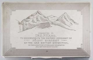 Michael Phelps Ward, CBE, MD, FRCS - An Elizabeth II silver cigarette box presented to Michael Ward in commemoration of the conquest of Mount Everest, 1953