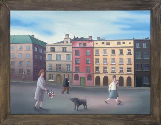 Michael Quanne - Woman offering flowers to a dog