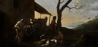 Michael Sweerts - A Hunting Party Resting By An Inn