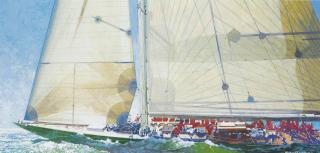 Michael Vaughan - The America\'s Cup Jubilee, Cowes, 2001: Shamrock (V) powering to windward