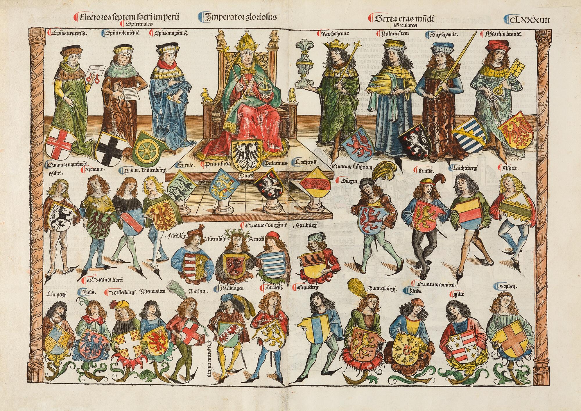 Michael Wolgemut - Der Kaiser mit den sieben Kurfürsten.