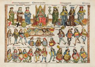 Michael Wolgemut - Der Kaiser mit den sieben Kurfürsten.