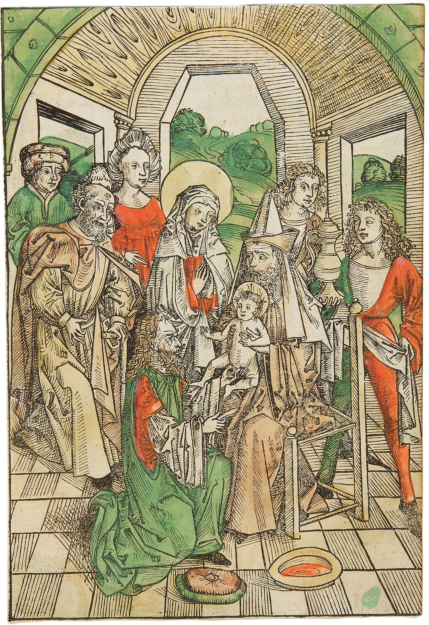 Michael Wolgemut - Recto: Die Beschneidung Jesu. Verso: Die Taufe Christi.