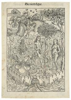 Michael Wolgemut - The Creation of Eve and The Fall of Man (\'Die vierd Figur\'), from: Schatzbehalter der wahren Reichtümer des Heils