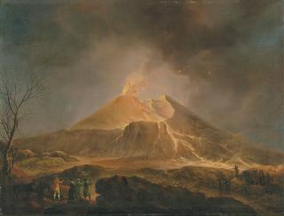 Michael Wutky - A View Of Vesuvius Erupting With Sir William Hamilton Observing From Afar With His Crew, The Painter On The Right