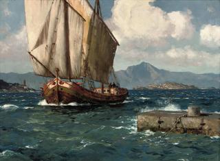 Michael Zeno Diemer - A fishing vessel running before the wind off the Albanian coast