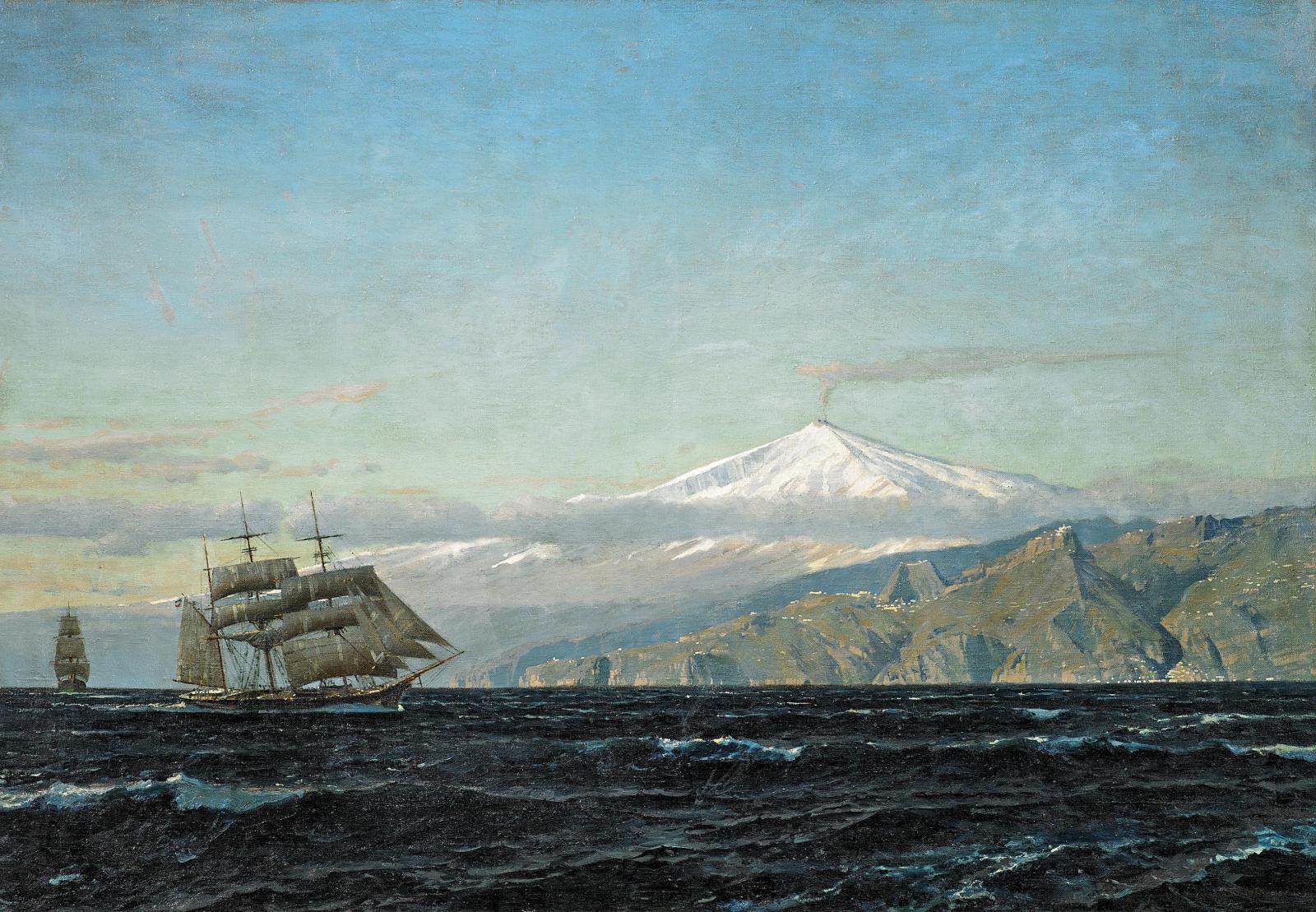 Michael Zeno Diemer - Dreimastbarken vor Sizilien mit Blick auf den Ätna.