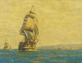 Michael Zeno Diemer - Handelsschiffe vor südlicher Küste