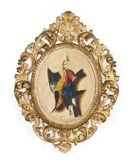 Michaelangelo Meucci - Trompe l\'oeil with two songbirds