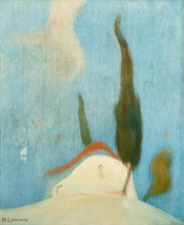 Michalis Economou - Chapelle avec des cyprès