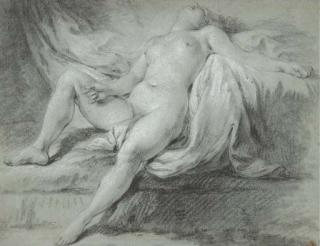 Michel-Ange Challes - Une femme nue étendue sur un lit