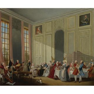 Michel-Barthélémy Ollivier - Mozart Giving A Concert In The \'Salon Des Quatre-Glaces Au Palais Dutemple\' In The Court Of The Prince De Conti