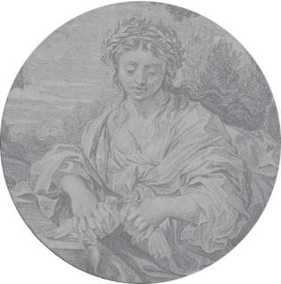 Michel Corneille II - Jeune fille à mi-corps tenant un couple de colombes