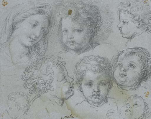 Michel Corneille II - Têtes de bébés et d\'une femme