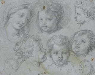 Michel Corneille II - Têtes de bébés et d\'une femme