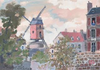 Michel Delacroix - Le Moulin de la Galette Aujourd\'hui 6 5/8 x 8 3/4in (16 x 22.2cm)