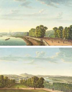 Michel-François Damane-Desmartrais - Une Vue de la Seine Prise Depuis Le Parc de Saint-Cloud, Le Mont Valérien Dans Le Fond; Et Le Parc de Saint-Cloud, Avec la Seine, Le Pont de Sèvres Dans Le Fond