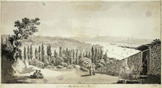 Michel-François Préault - A view of the Dolma Bachi overlooking the Bosphorus from Pera