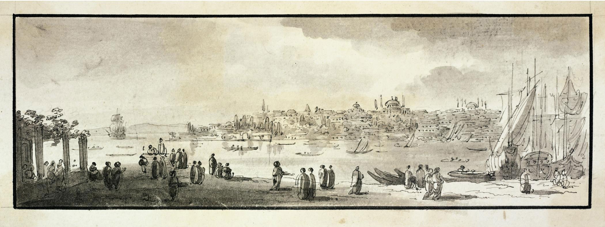 Michel-François Préault - On the Bosphorus before the mosques of Hagia Sophia and Sultan Ahmed