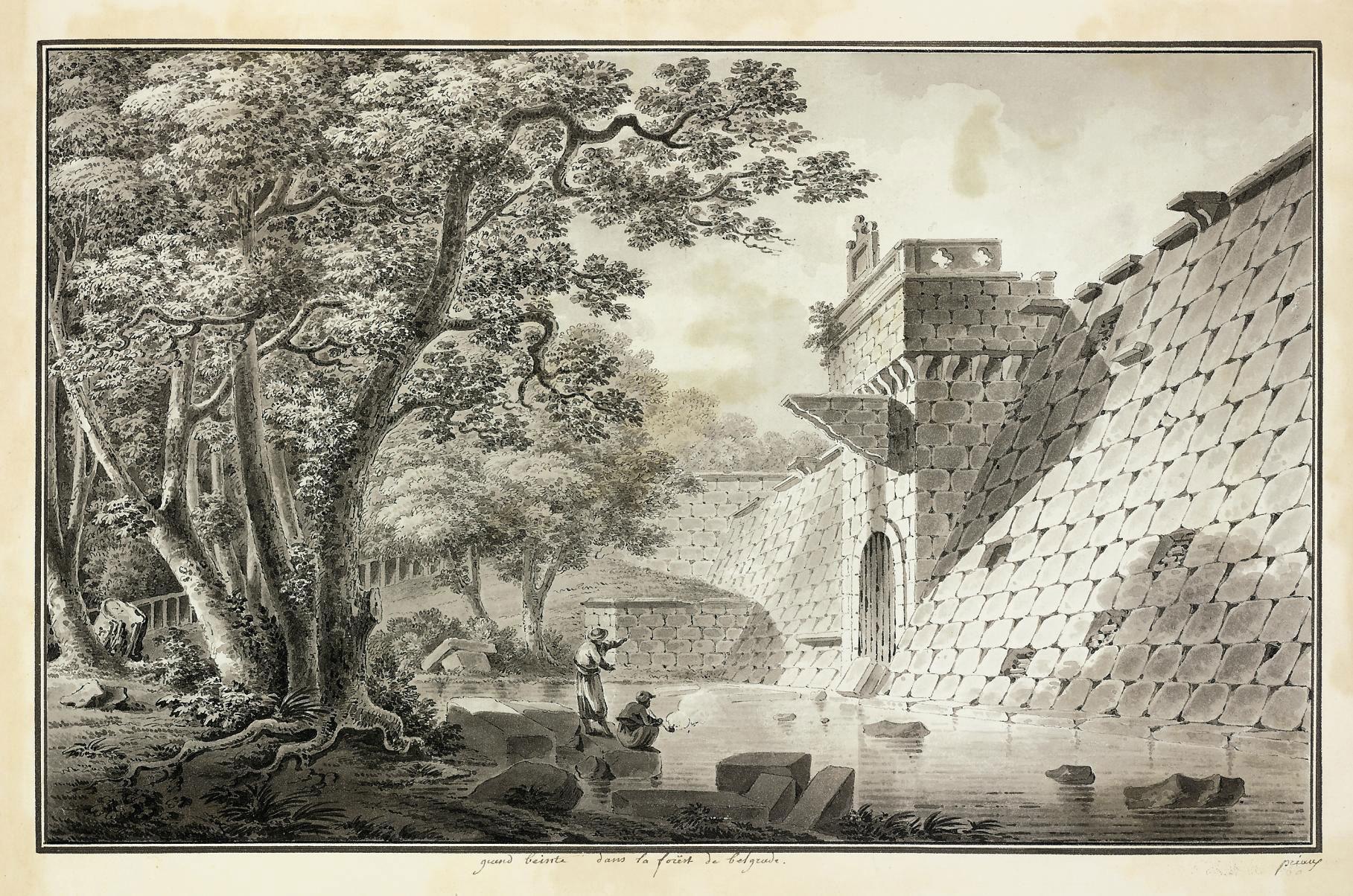 Michel-François Préault - Smoking at a wall in a forest near Belgrade