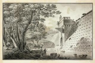 Michel-François Préault - Smoking at a wall in a forest near Belgrade