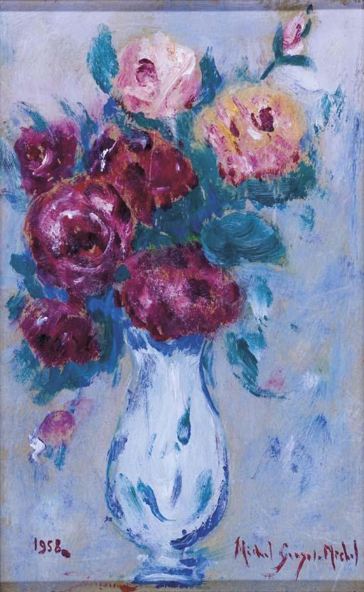 Michel Georges-Michel - Bouquet de roses; et Scène d\'intérieur devant la mer