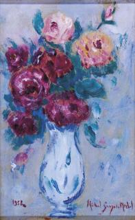 Michel Georges-Michel - Bouquet de roses; et Scène d\'intérieur devant la mer