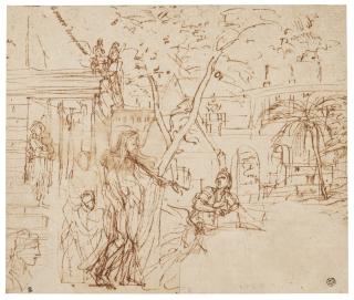 Michel Ii Corneille - A Study Of Moses Saved From The Water And A Study Of The Head Of A Woman