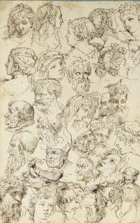 Michel II Corneille - Studies of heads, after Raphael