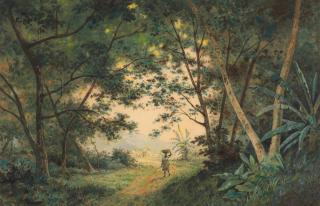 Michel Jean Cazabon - A cocoa picker on a footpath, thought to be on the Tucker Valley Estate, Trinidad